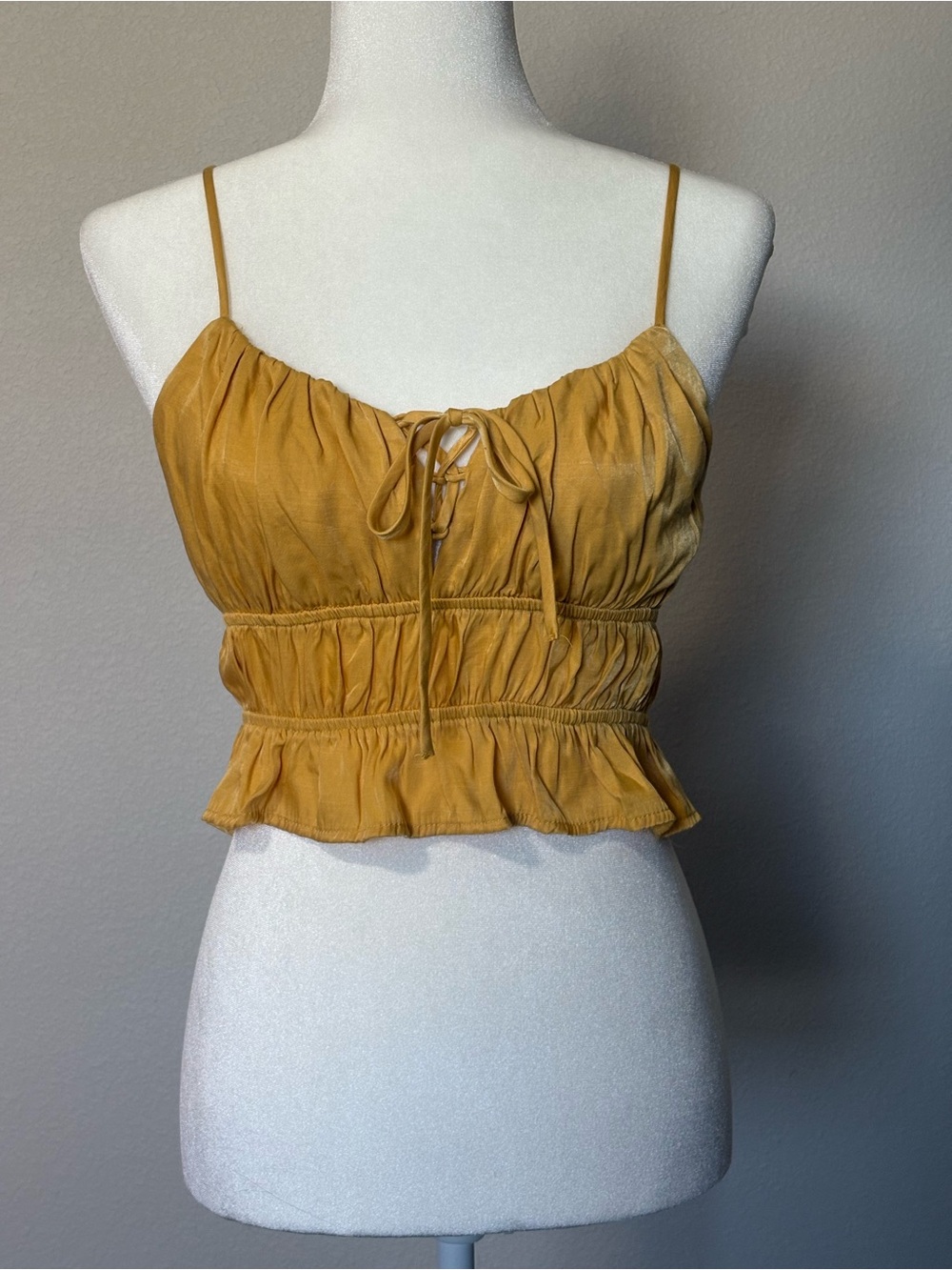Forever 21 Yellow Smocked Ruffle Tank Top